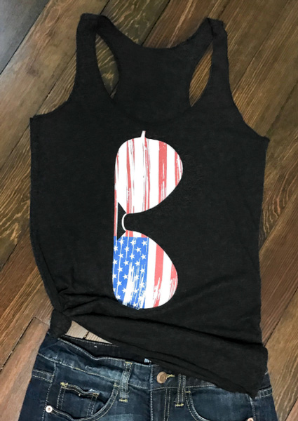 

American Flag Glasses Tank, Black, 402223