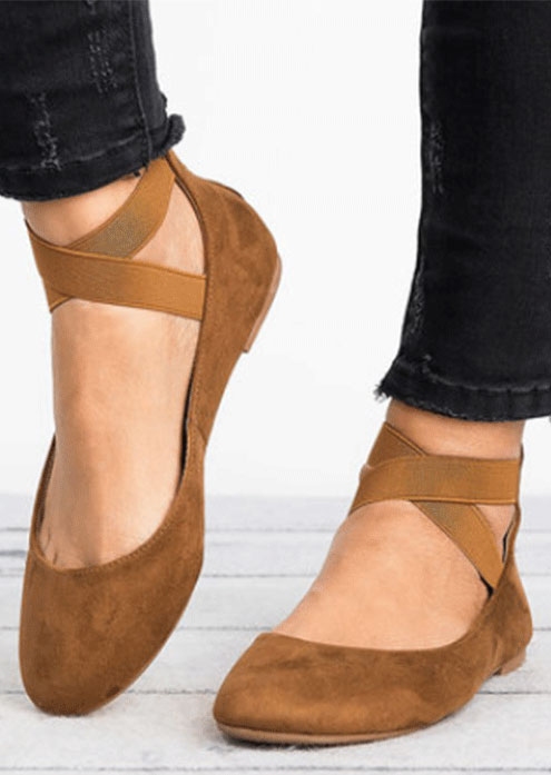 

Flats Cross Zipper Flats in Brown. Size