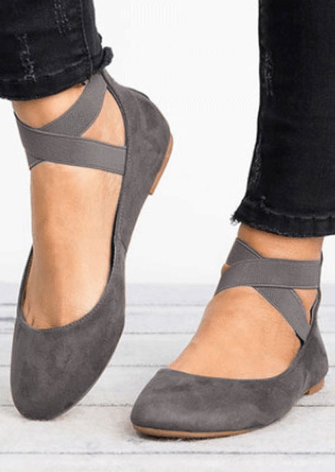 

Solid Cross Zipper Flats, Beige;black;brown;gray, 406633