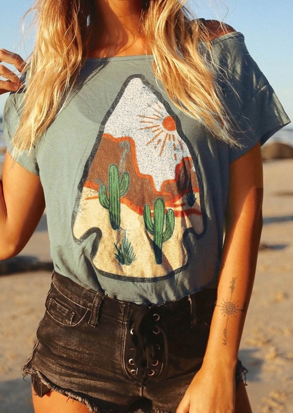 Cactus Arrowhead Elevado O-Neck T-Shirt