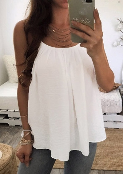 

Solid Adjustable Strap Camisole without Necklace, White;army green, 408576
