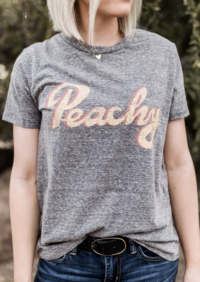 Peachy Short Sleeve T-Shirt without Necklace