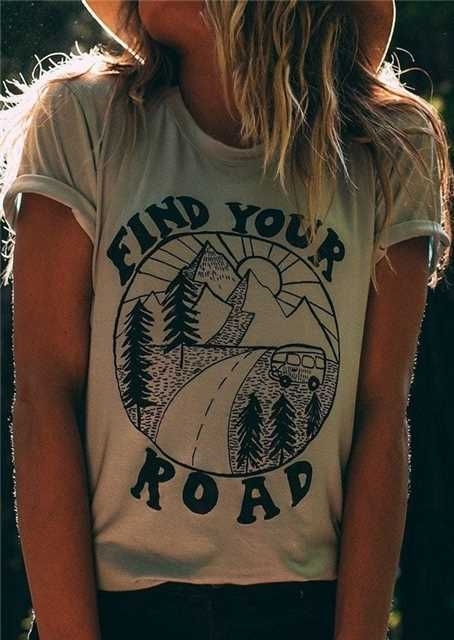 

Find Your Road O-Neck T-Shirt, Light khaki, 408460
