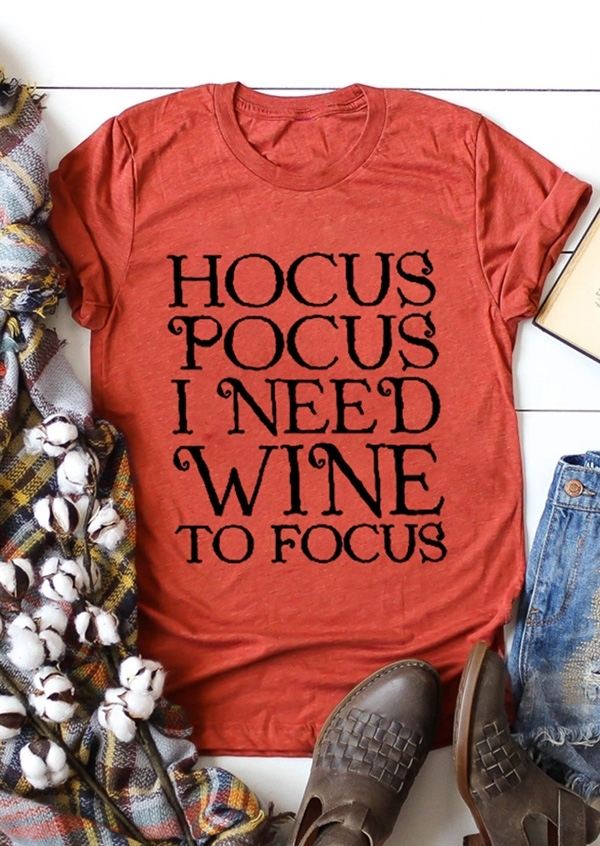 

Hocus Pocus I Need Wine T-Shirt Tee, Brick red, 419310