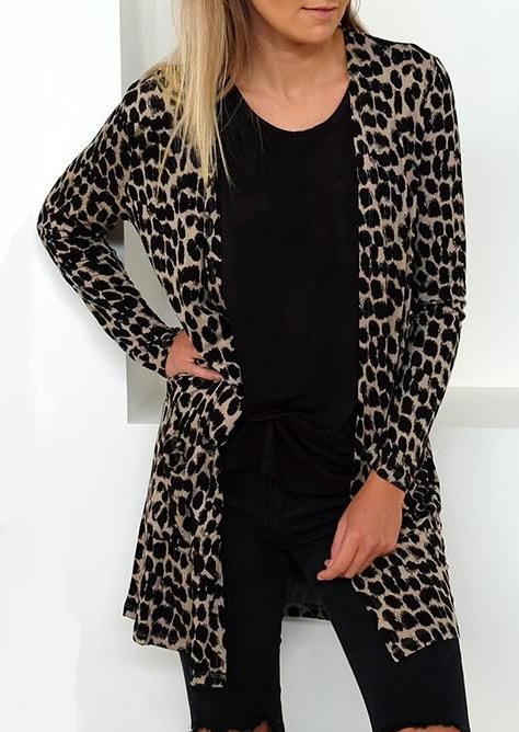 

Leopard Long Sleeve Chic Cardigan, 421432