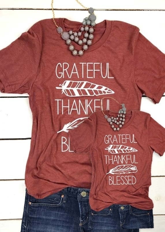 Grateful Thankful Blessed O-Neck T-Shirt - Fairyseason