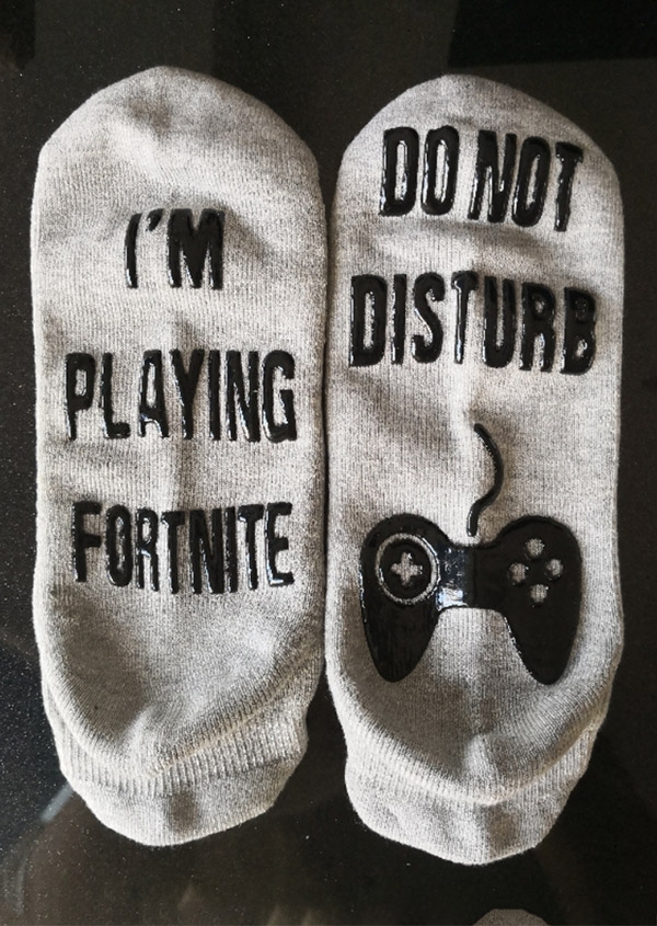 

I'm Playing Fortnite Socks, White;gray, 423972