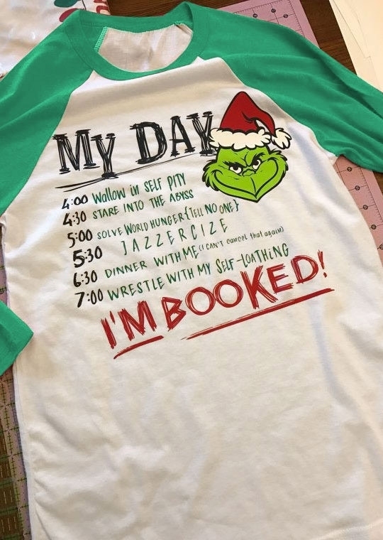 Download Christmas Grinch I'm Booked Baseball T-Shirt - Fairyseason