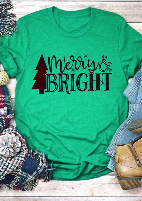 

T-shirts Tees Merry & Bright Tree O-Neck T-Shirt in Green. Size