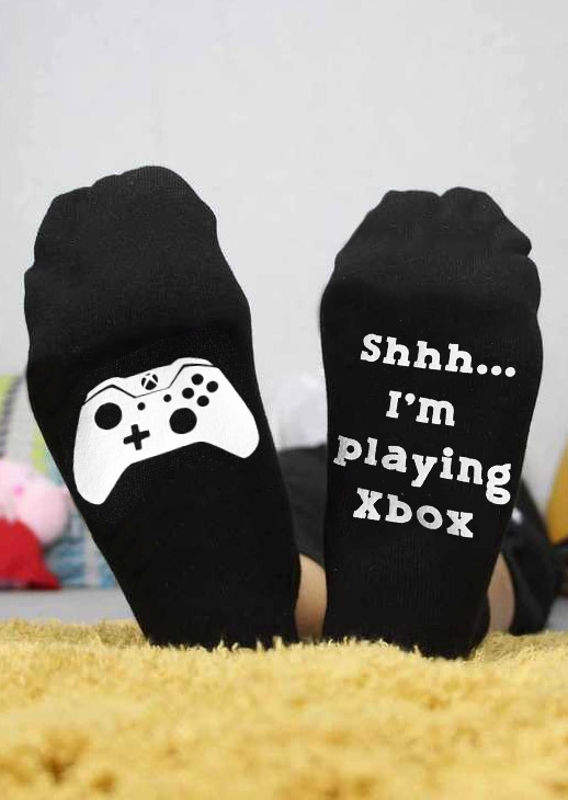 

Socks I'm Playing Xbox Socks in Black. Size