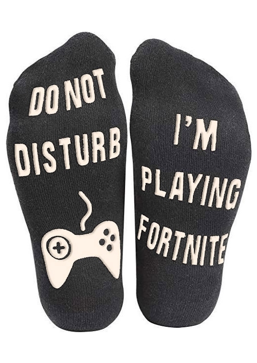 

Do Not Disturb I'm Playing Fortnite Socks in Black. Size