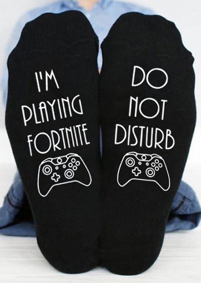 

Socks I'm Playing Fortnite Socks in Black. Size