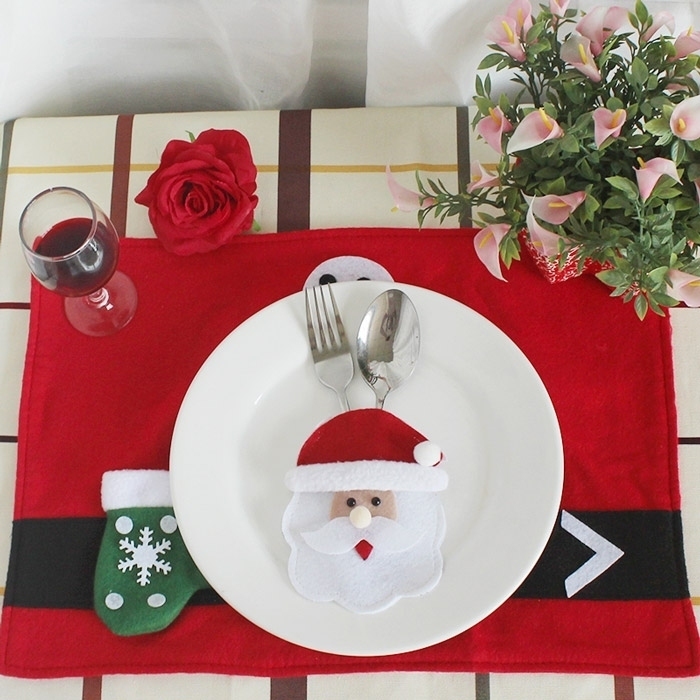 

Christmas Santa Claus Tableware Knife Fork Bag, White, 419401