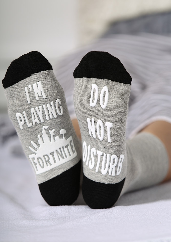 

Socks I'm Playing Fortnite Socks in Gray. Size