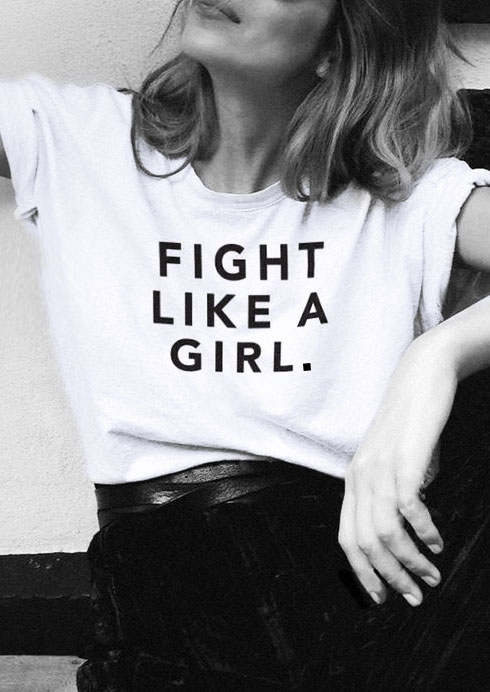 

Fight Like A Girl T-Shirt Tee, 427699, White