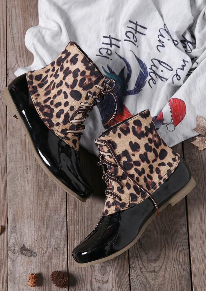 leopard duck boots