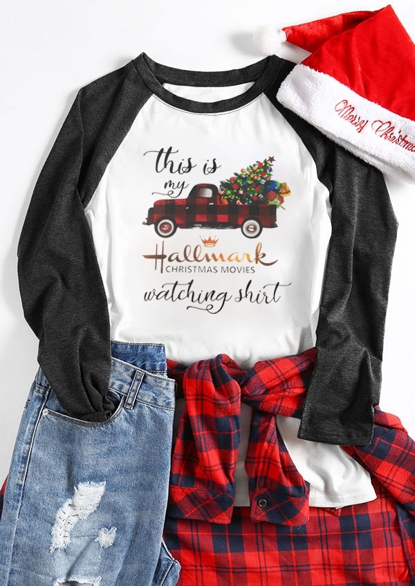 

Hallmark Christmas Movies Watching Shirt Baseball T-Shirt Tee, White, 429676