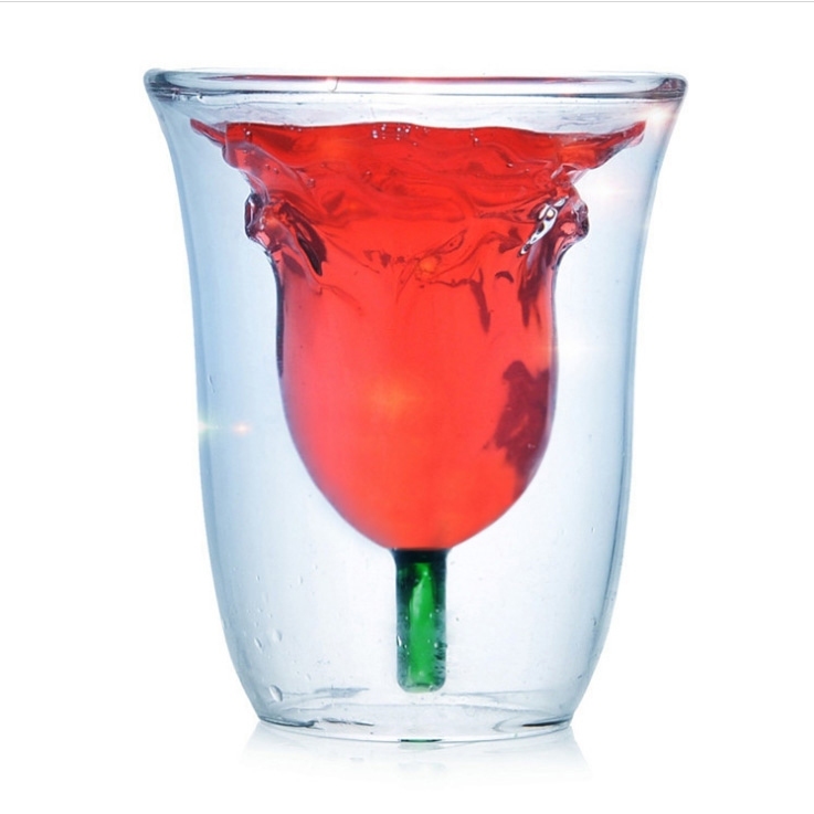 

Rose Shaped Double Layered Drinking Cup, White, 433577