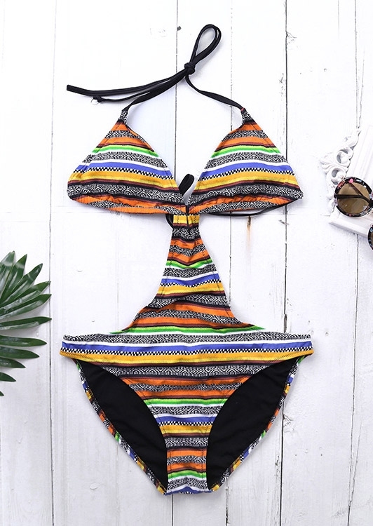 Striped Halter Sexy Swimsuit