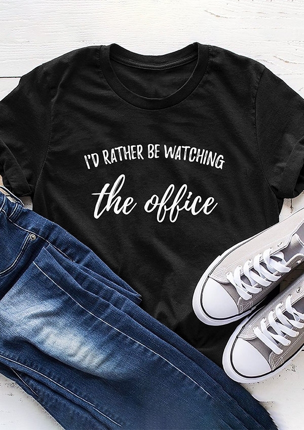 

I'd Rather Be Watching The Office T-Shirt Tee, Black, 434015