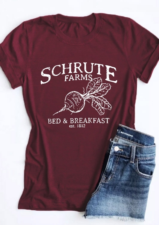 

Schrute Farms Bed & Breakfast T-Shirt Tee, 434036, Plum