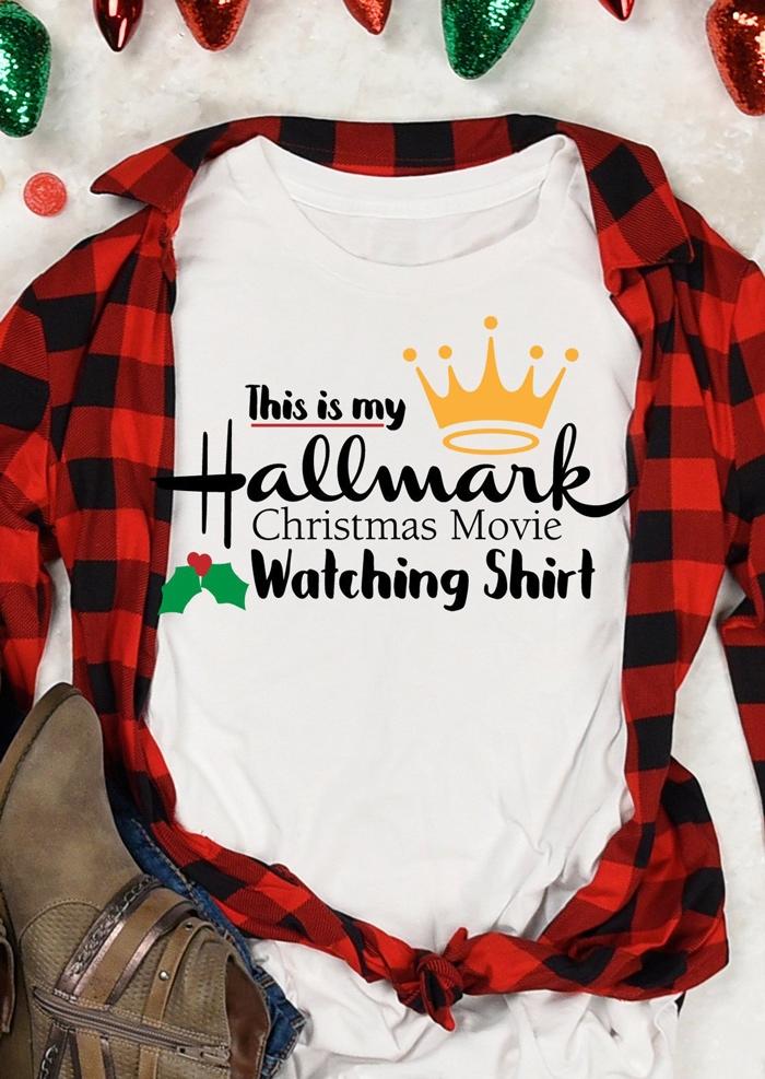 

Hallmark Christmas Movie Watching Shirt T-Shirt Tee, White, 434155