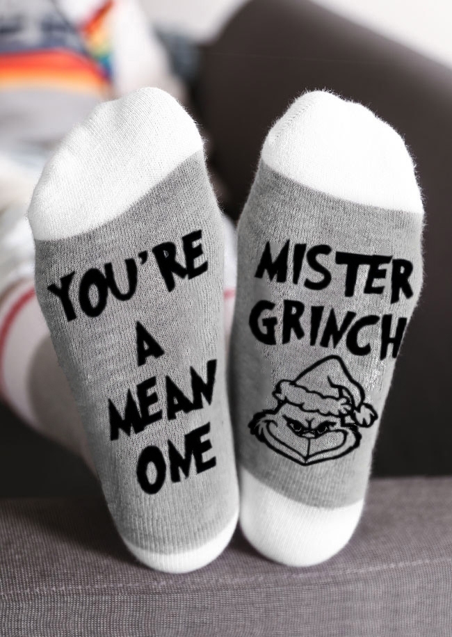 

You're A Mean One Mister Grinch Socks, Gray, 431453