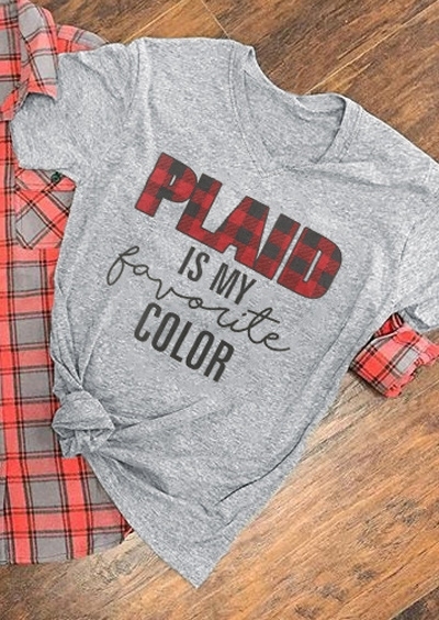 

Plaid Is My Favorite Color T-Shirt Tee, Gray, 435311