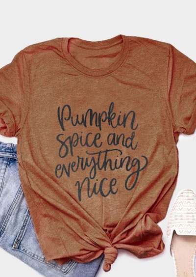 

Tees T-shirts Pumpkin Spice And Everything Nice T-Shirt in Brown. Size