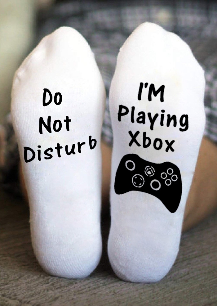 

Socks Do Not Disturb I'm Playing Xbox Socks in White. Size