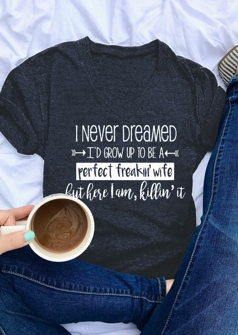 

Perfect Freakin' Wife V-Neck T-Shirt, 430057, Deep blue
