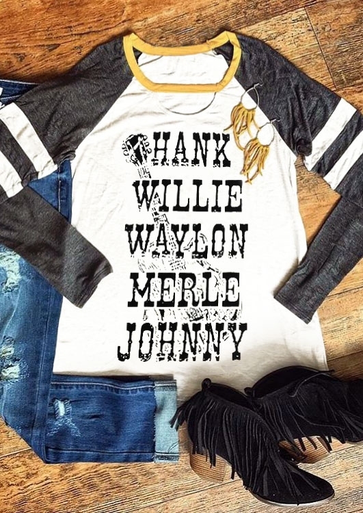 

Waylon Merle Johnny Baseball T-Shirt, White, 433201
