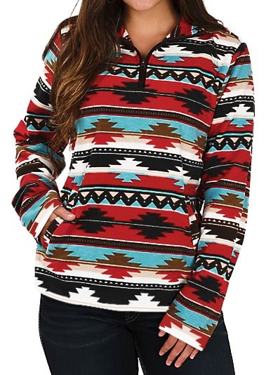 

Striped Aztec Geometric Multicolor Zipper Sweatshirt, 433580