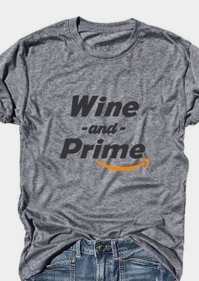 

Wine And Prime Short Sleeve T-Shirt, 435014, Gray