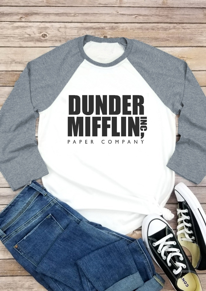 

Dunder Mifflin Paper Company Baseball T-Shirt Tee, White, 435719
