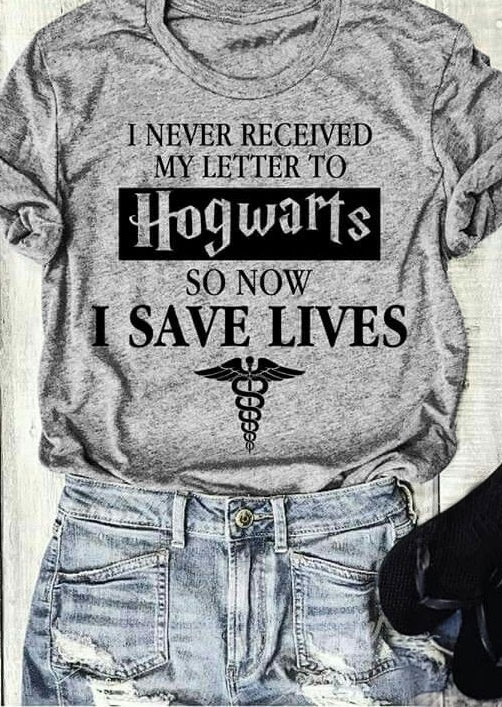 

Harry Potter Hogwarts I Save Lives T-Shirt, 414171, Gray