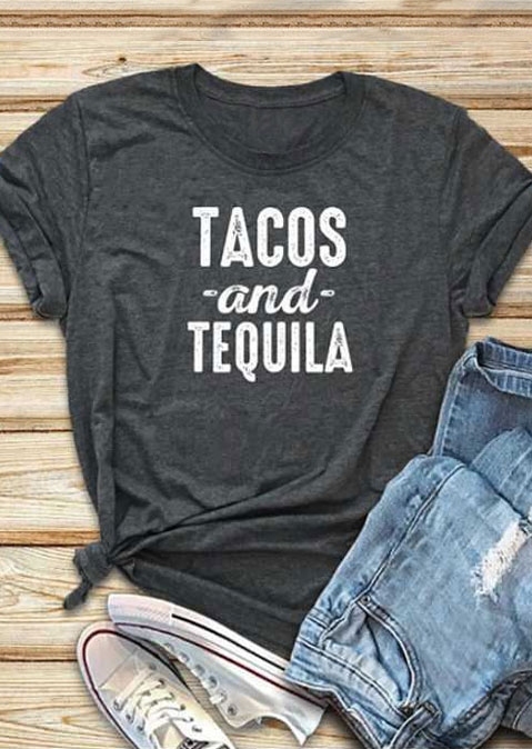 

Tacos And Tequila Short Sleeve T-Shirt, 417668, Dark grey