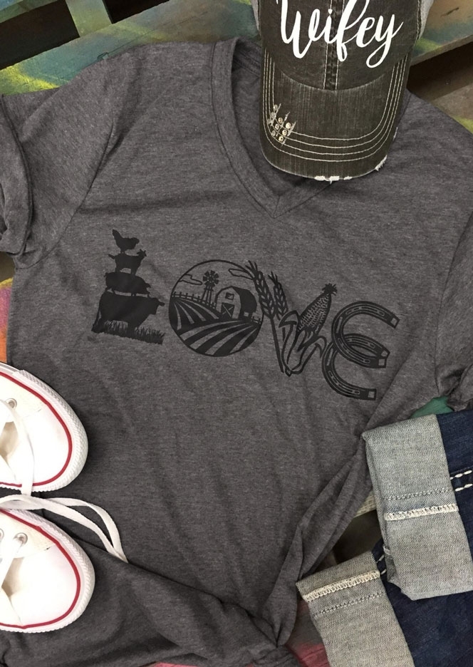 

Love Farm Animal Corn T-Shirt, Gray, 435121