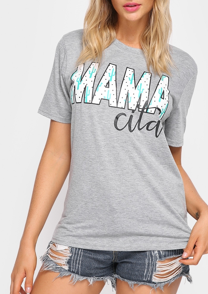 

Mamacita Short Sleeve O-Neck T-Shirt, Gray, 407805
