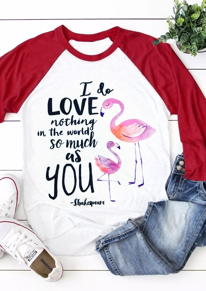 

I Love You Flamingo Baseball T-Shirt, White, 434947