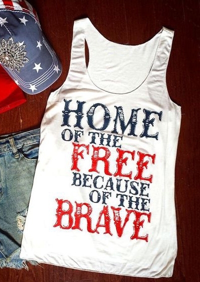 

Home Of The Free Because Of The Brave Tank Top, White