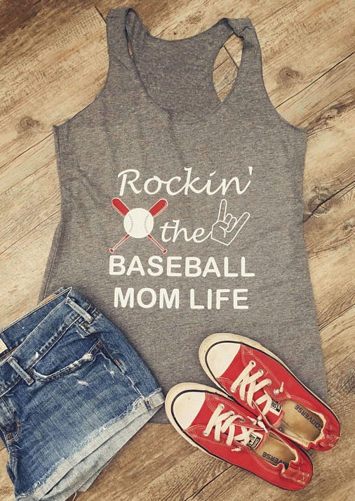 

Tank Tops Rockin' The Baseball Mom Life Tank in Light Grey. Size