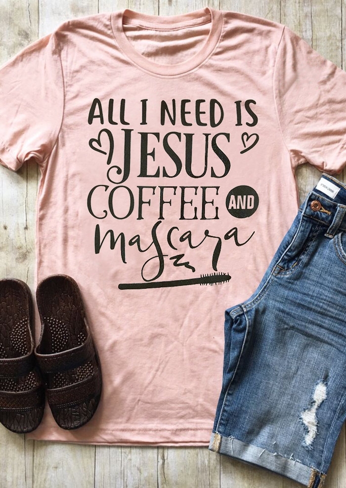

Jesus Coffee And Mascara T-Shirt, Pink, 436676