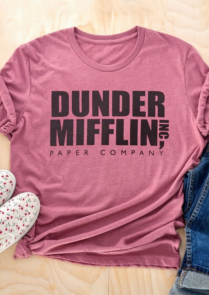

Dunder Mifflin Paper Company T-Shirt Tee, 436344, Pink