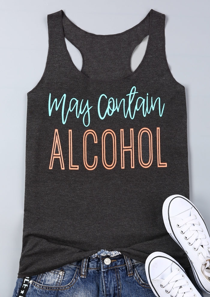 

May Contain Tank Top in Dark Grey. Size