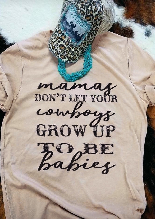 

Mamas Cowboys Grow Up T-Shirt, Light khaki, 435477
