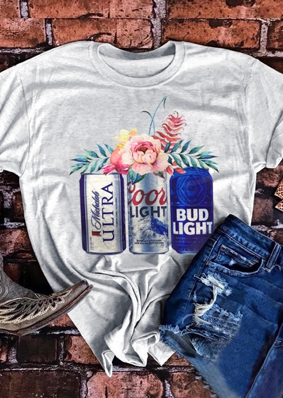 

Coors Light Bud Light Michelob Ultra Beer T-Shirt. in Light Grey. Size