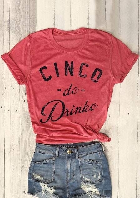 

Cinco De Drinko Short Sleeve T-Shirt Tee - Watermelon Red, 189219