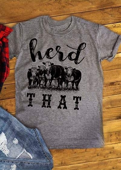 

Tees T-shirts Herd That Cow Short Sleeve T-Shirt in Light Grey. Size