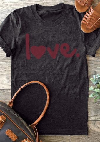 

Love Heart Short Sleeve T-Shirt, Dark grey, 179332